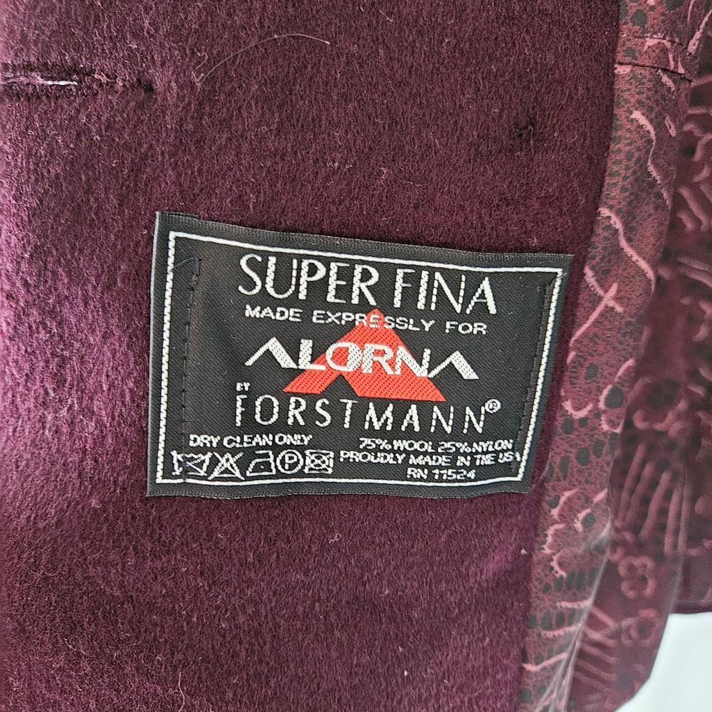 Vintage Alorna Forstmann Pea Coat Womens Medium Plum Wool Blend  Double Breasted - Picture 3 of 11